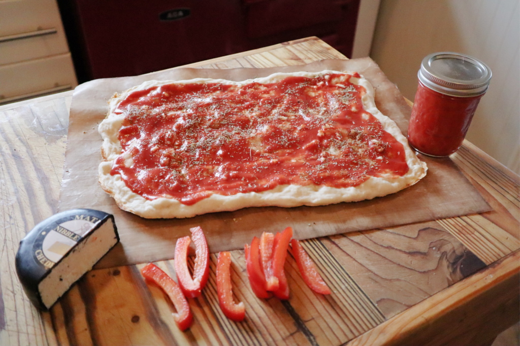 Pizza toppings and homemade sauce