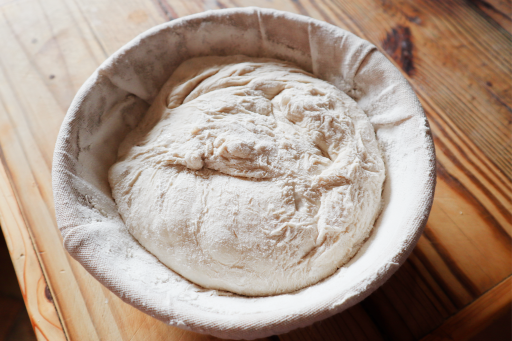 Sourdough in a proofing basket